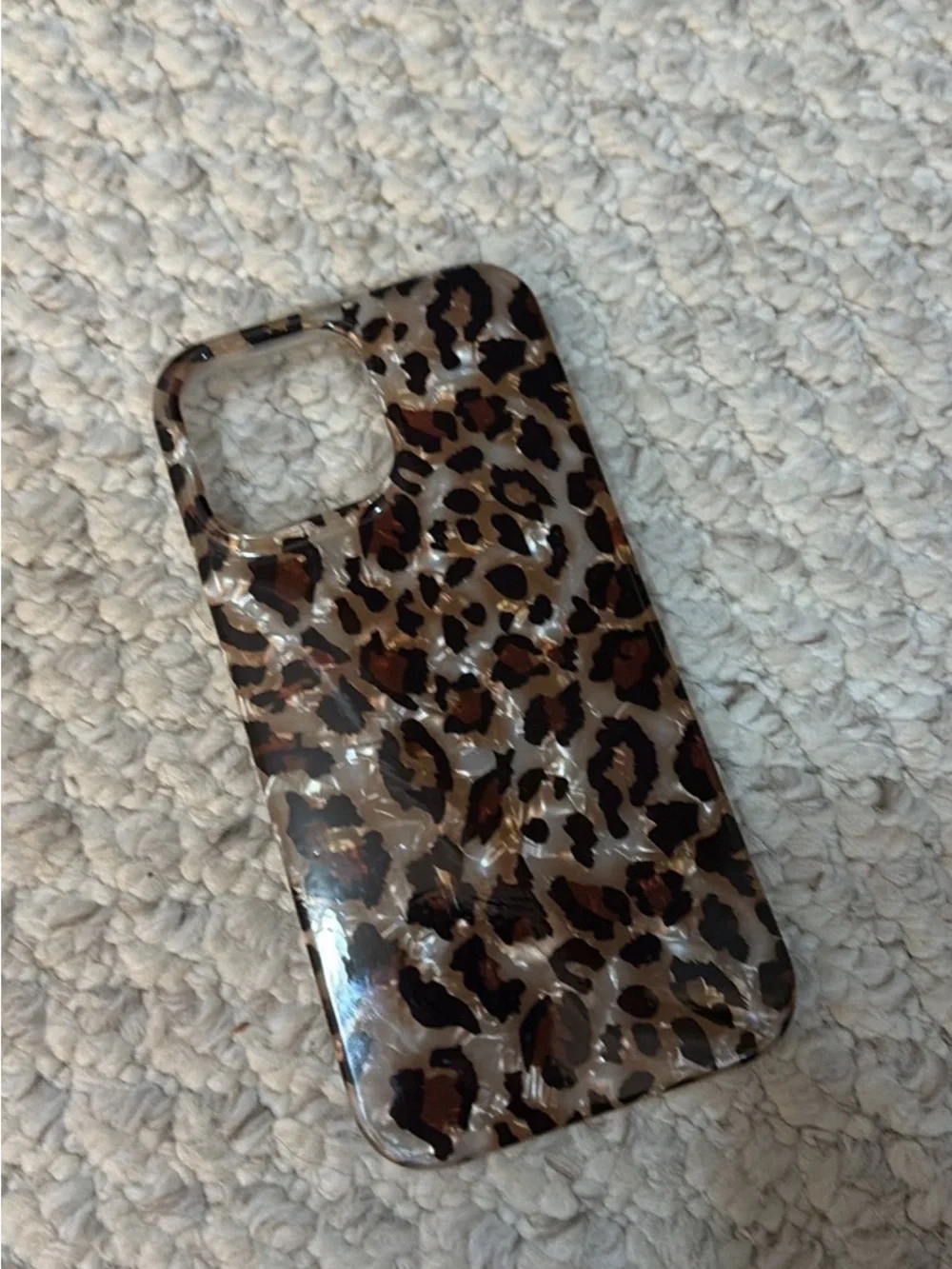 Leopard Print Clear Phone Case - Brown/Black